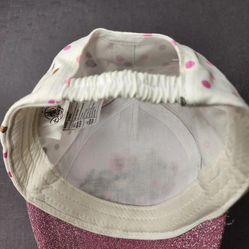 Disney Minnie Mouse Girl Toddler Stretch Hat Pink Glitter Bow Sparkle Polka Dot